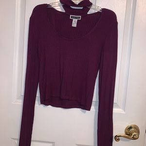 Maroon long sleeve shirt with choker attached